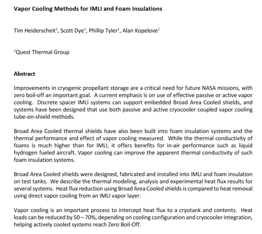Vapor Cooling Methods for IMLI and Foam Insulations, 2023 Space Cryo Workshop