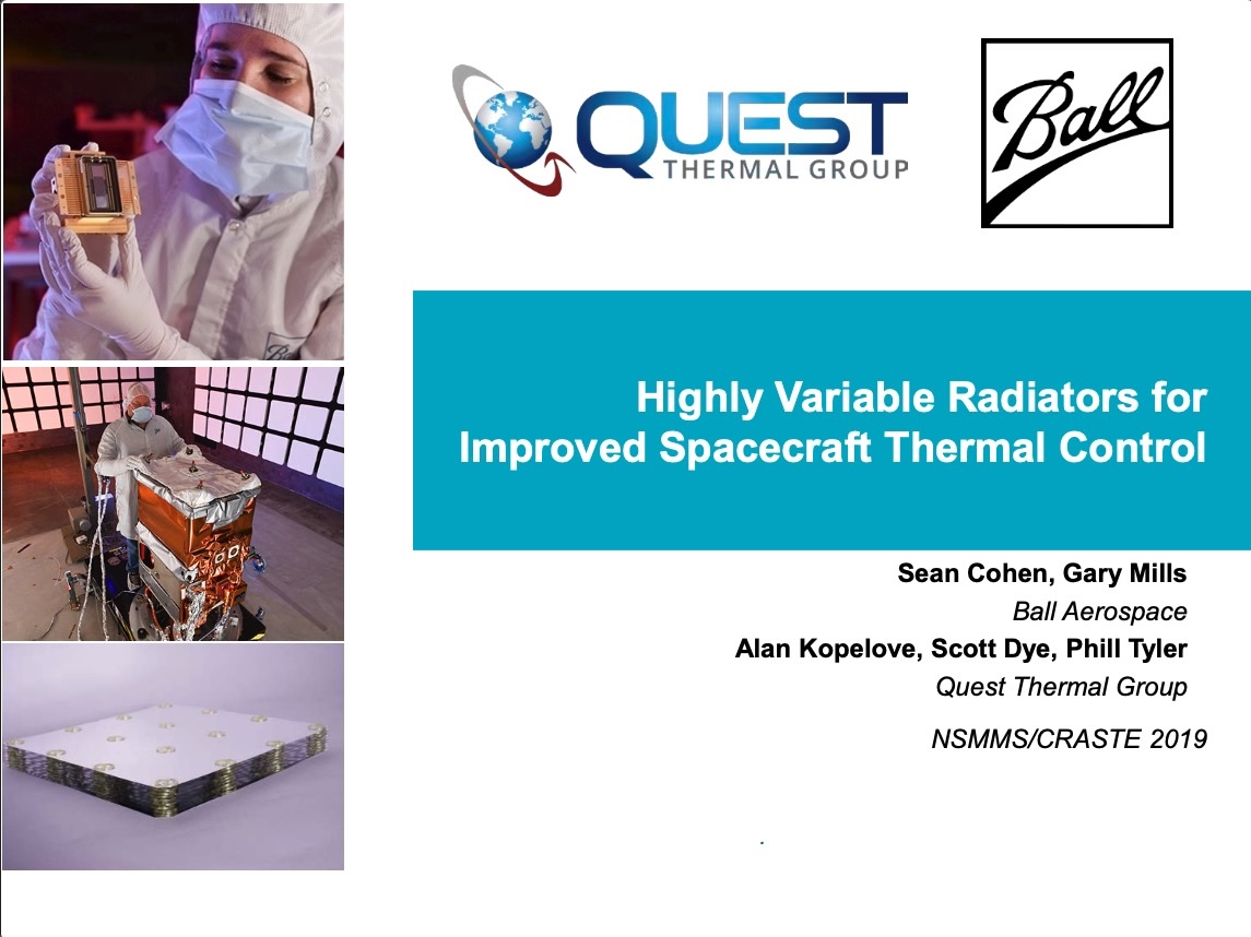 Highly Variable Radiators for Improved Spacecraft Thermal Control, 2019 NSMMS/CRASTE conference 