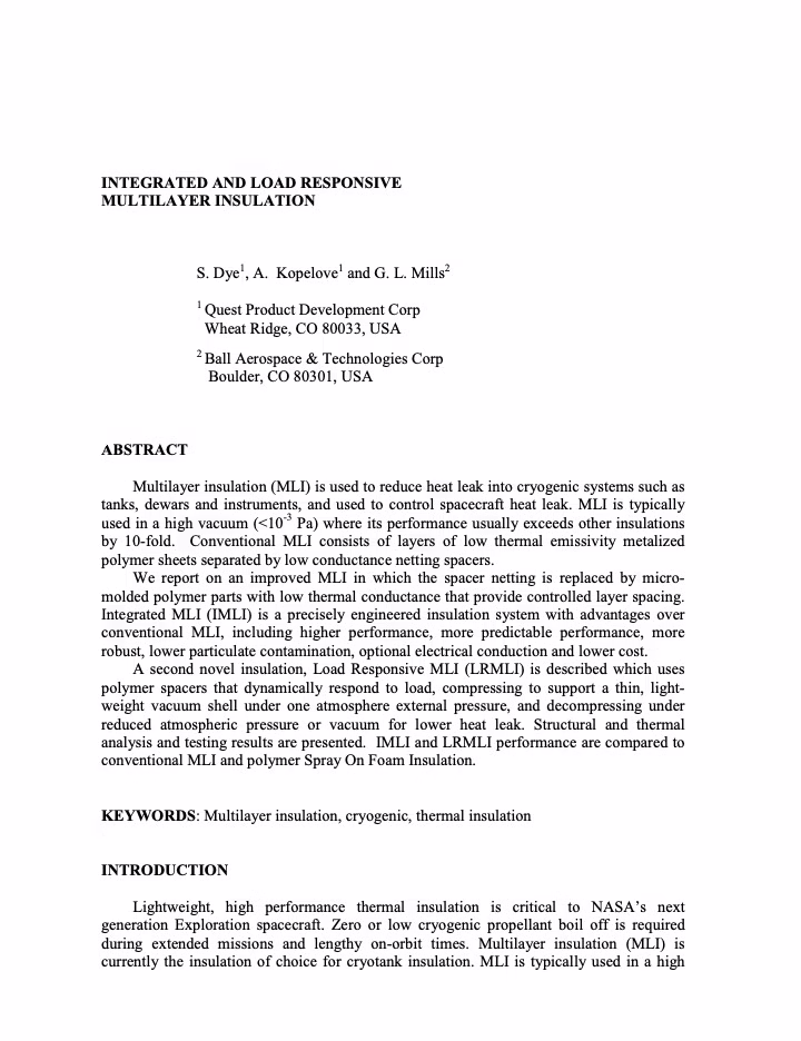 Integrated and Load Responsive MLI – 2010